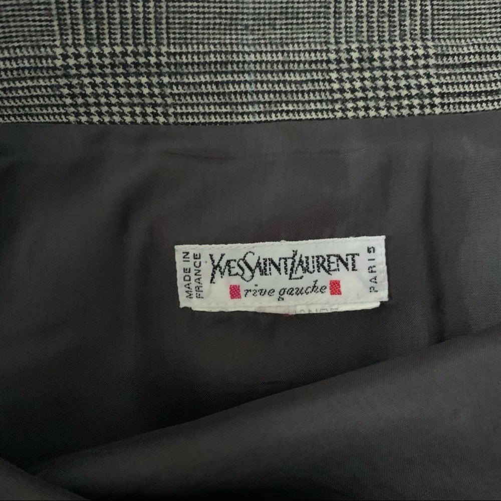 Vintage YSL Black Tweed Pencil Skirt Houndstooth Yves Saint Laurent 90s - Picture 5 of 13